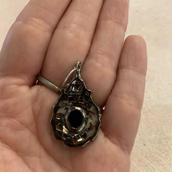 Vintage Monet Black Rhinestone Drop Earring - Picture 2 of 2